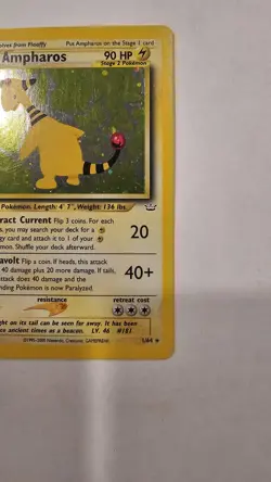 AMPHAROS 1/64 Unlimited Neo Revelation Holo Rare Pokemon Card PSA 7 Swirl NM - Image 4
