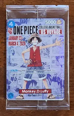 One Piece Monkey D. Luffy US Voyage College Basketball Promo Card Sealed - Image 1