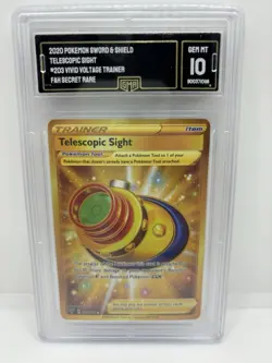 Pokemon Card PSA GMA 10 TELESCOPIC SIGHT Gold Secret Rare 203/185 Vivid Voltage - Image 1