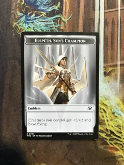 MTG NM Warrior // Elspeth, Sun's Champion Emblem Token [MOM Commander] - Image 1