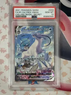 2021 POKEMON SWSH CHILLING REIGN FA/ IR ICE CALYREX VMAX PSA 10 GEM MT - Image 3