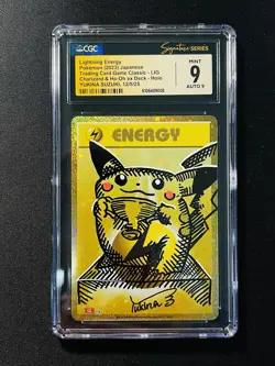 2023 Pokemon JPN Lightning Energy Yukina Suzuki Sketch CLK LIG CGC 9 Auto 9 KA37 - Image 1