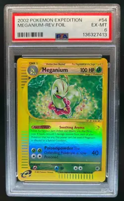 2002 Pokemon Expedition Set Meganium Reverse Holo #54 PSA 6 - Image 1