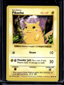 1999 Pokemon Shadowless Pikachu #58/102 - Image 1