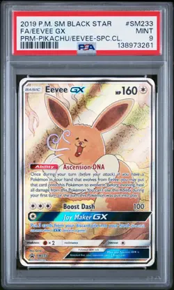 2019 POKEMON SM BLACK STAR PROMO #SM233 FULL ART/EEVEE GX PSA 9 - Image 1