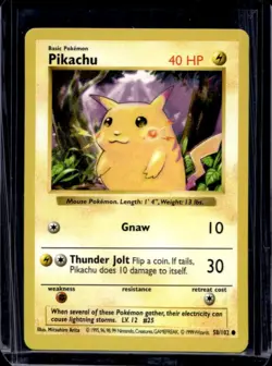 1999 Pokemon Shadowless Pikachu #58/102 - Image 1