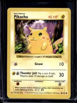 1999 Pokemon Shadowless Pikachu #58/102 - Image 1