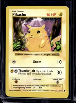 1999 Pokemon Shadowless Pikachu #58/102 - Image 1