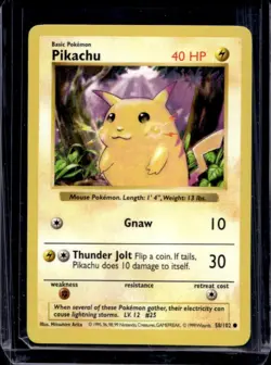 1999 Pokemon Shadowless Pikachu #58/102 - Image 1