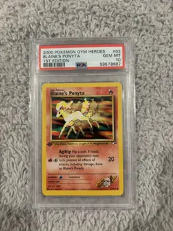 Pokemon Gym Heroes #63 - Blaine's Ponyta - GEM Mint - 1st Edition - PSA 10! - Image 1