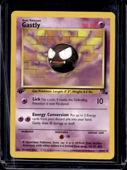 1999 Pokemon Fossil 1st Edition Gastly #33/62 - Image 1