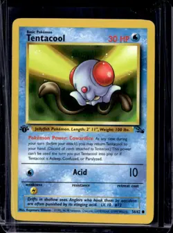 1999 Pokemon Fossil 1st Edition Tentacool #56/62 - Image 1