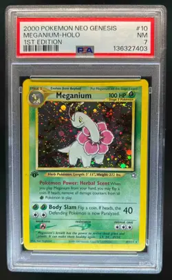 2000 Pokemon Neo Genesis 1st Edition Meganium Holo #10/111 PSA 7 - Image 1
