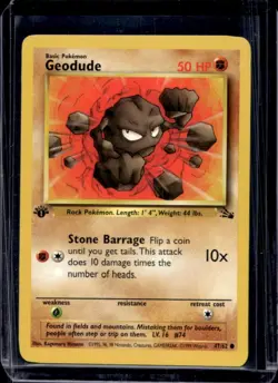 1999 Pokemon Fossil 1st Edition Geodude #47/62 - Image 1