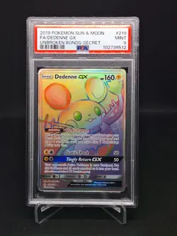 2019 Pokemon Sun and Moon FA/Dedenne GX Unbroken Bonds-Secret PSA 9 Mint - Image 1
