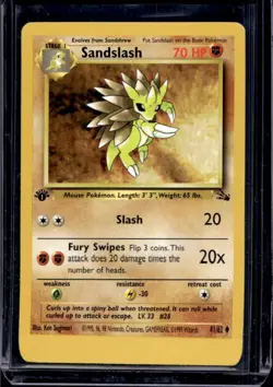 1999 Pokemon Fossil 1st Edition Sandslash #41/62 - Image 1