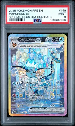 2025 POKEMON PRE EN-PRISMATIC EVOLUTIONS #149 VAPOREON EX PSA 9 - Image 1