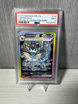 2025 POKEMON PRE EN-PRISMATIC EVOLUTIONS #149 VAPOREON EX PSA 9 - Image 1