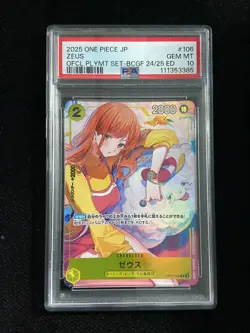 2025 One Piece Japanese Ofcl Plymt Set-Bcgf OP11-106 R Zeus PSA 10 NB25 - Image 1