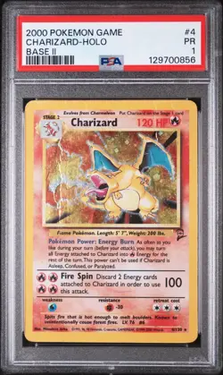 PSA 1 Charizard 4/130 Base Set 2 2000 Holo Rare WOTC Pokemon Card TCG - Image 1