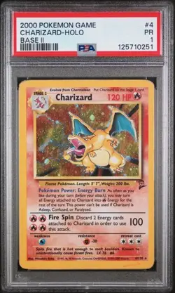 Pokemon TCG Charizard Base Set 2 Holo Rare Card 4/130 Psa 1 Fresh Cert - Image 1