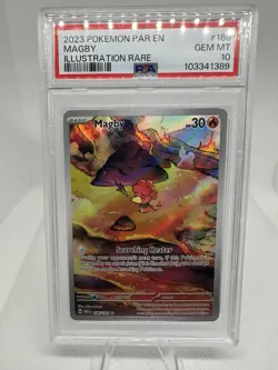 2023 Pokemon Magby 186/182 Paradox Rift Holo Illustration Rare PSA 10 GEM MT - Image 1