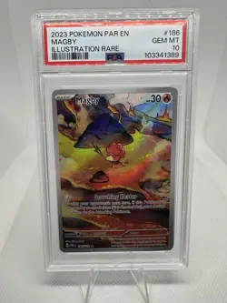 2023 Pokemon Magby 186/182 Paradox Rift Holo Illustration Rare PSA 10 GEM MT - Image 3