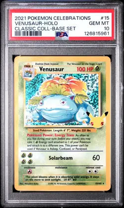 Venusaur Holo 15 Celebrations Classic Collection Pokemon PSA 10 - Image 1
