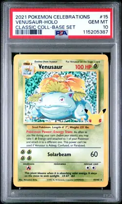 PSA 10 Pokemon Venusaur 15/102 Celebrations Classic Collection Holo GEM MINT 10 - Image 1