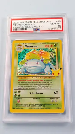 Venusaur Holo PSA 10 GEM 2021 Pokemon Celebrations Classic Collection 15/102 - Image 1