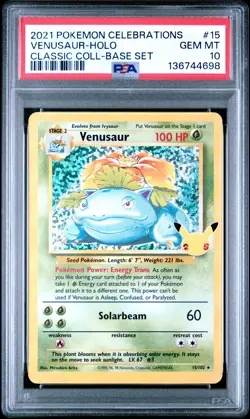 2021 POKEMON CELEBRATIONS CLASSIC COLLECTION #15 VENUSAUR-HOLO PSA 10 - Image 1