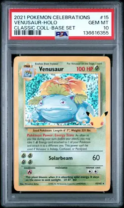 2021 POKEMON CELEBRATIONS CLASSIC COLLECTION #15 VENUSAUR-HOLO PSA 10 - Image 1