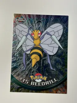 #15 Beedrill 1999 Topps Chrome Pokemon Card Series 1 Blue Logo - Image 1