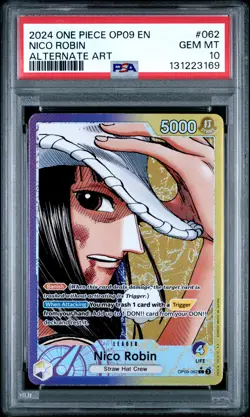 2024 ONE PIECE OP09-EMPERORS IN THE NEW WORLD ALTERNATE ART NICO ROBIN PSA 10 - Image 1