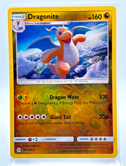 Dragonite Rare Reverse Holo 96/149 Pokemon Card 2017 Sun & Moon Base Set - Image 1