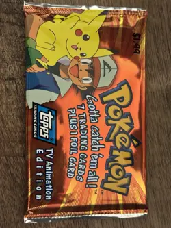 Pokemon TCG Topps TV Animation Edition 1999 Sealed Pack 7 cards plus 1 FOIL - Image 1