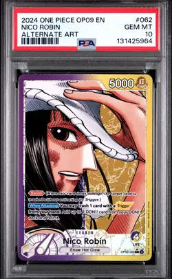 2024 ONE PIECE OP09-EMPERORS IN THE NEW WORLD ALTERNATE ART NICO ROBIN PSA 10 - Image 1