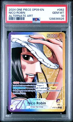 2024 ONE PIECE OP09-EMPERORS IN THE NEW WORLD ALTERNATE ART NICO ROBIN PSA 10 - Image 1