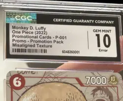 CGC 10 Error Card Monkey Luffy Premium Collection 25th Anniversary One Piece 001 - Image 3