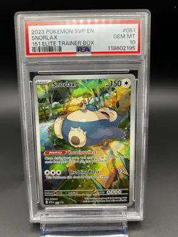 2023 Pokemon SVP EN Snorlax 151 ETB Promo #051 PSA 10 GEM MINT - Image 1