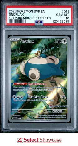 2023 POKEMON SVP EN-151 BLACK STAR PROMO POKEMON CENTER ETB #051 SNORLAX PSA 10 - Image 1
