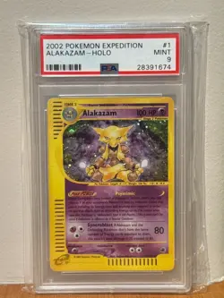 2002 POKEMON EXPEDITION ALAKAZAM 1/165 HOLO PSA 9 1/165 - Image 1