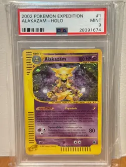 2002 POKEMON EXPEDITION ALAKAZAM 1/165 HOLO PSA 9 1/165 - Image 3