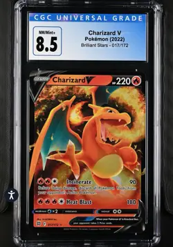 Pokemon TCG Brilliant Stars #017 Charizard V 2022 Ultra Rare CGC 8.5 NM/MT+ - Image 2