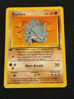 Rhyhorn 61/64 Pokemon 1st Edition Jungle - Image 1