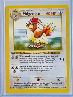 1999 Pokemon Game 1st Edition Shadowless #22 Pidgeotto Estimated PSA MINT 8 - Image 1
