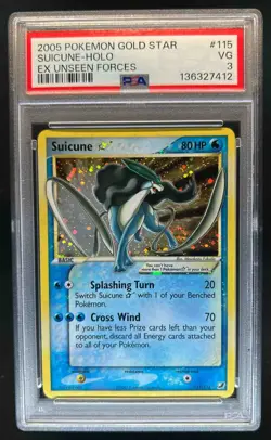 2005 Pokemon EX Unseen Forces Suicune Holo #115/115 PSA 3 - Image 1