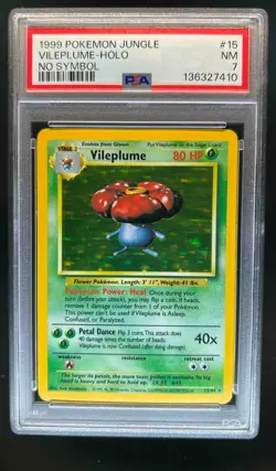 1999 Pokemon Jungle Vileplume No Symbol #15/64 PSA 7 - Image 1