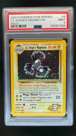 2000 Pokemon Gym Heroes Lt. Surge's Magneton #8/132 PSA 9 - Image 1