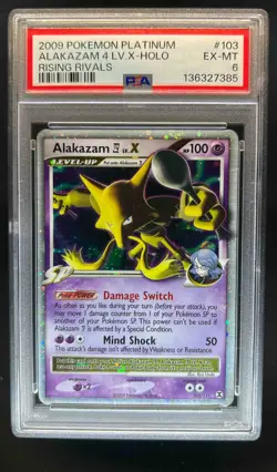 2009 Pokemon Platinum Rising Rivals Alakazam 4 LV.X #103/111 PSA 6 - Image 1